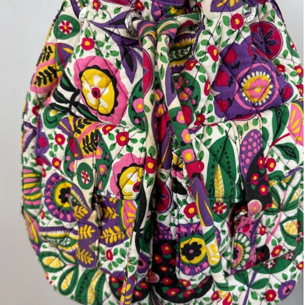Vera Bradley Quilted Floral Bucket Crossbody Bag Multicolor‎ Adjustable Strap